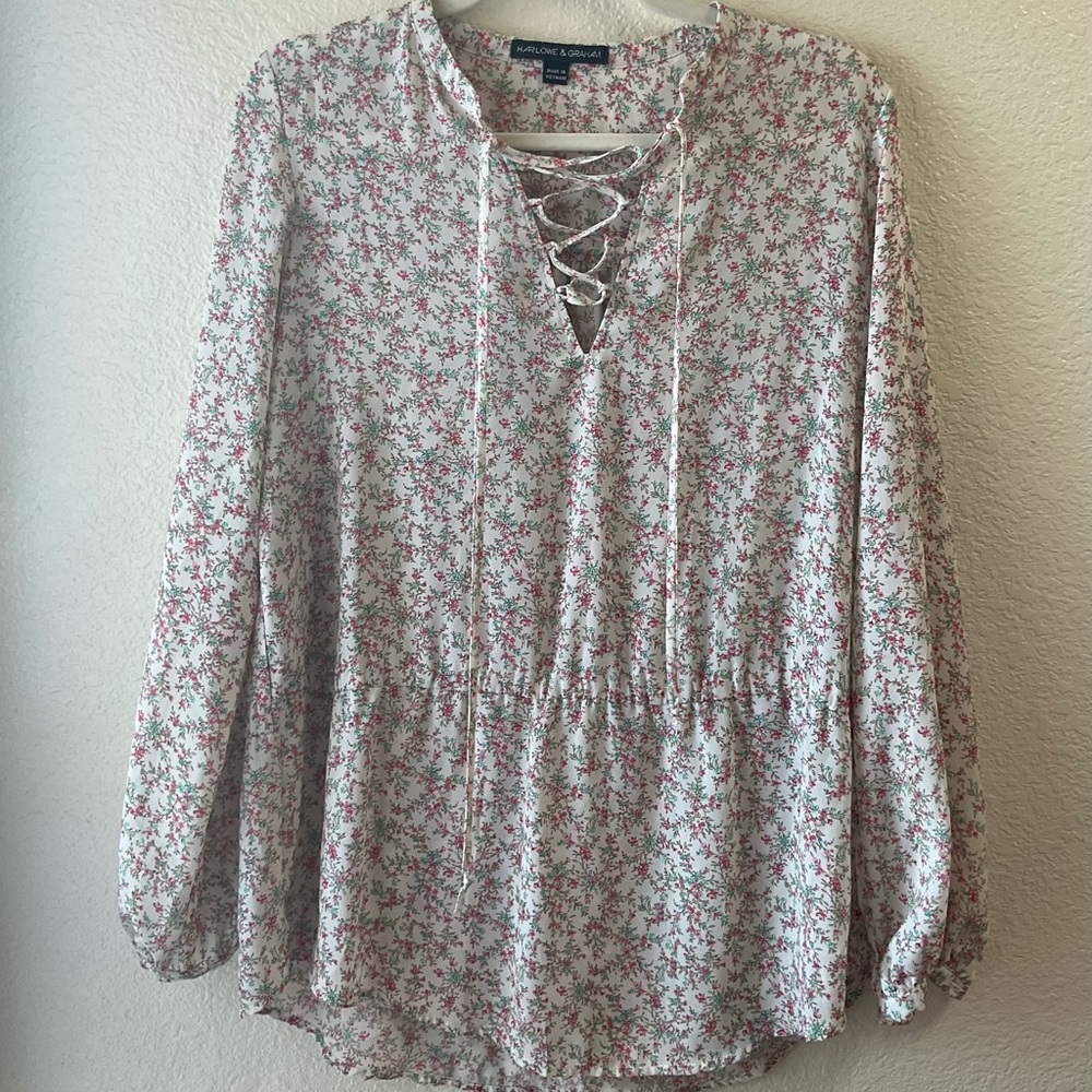 Harlowe & Graham | Ivory Floral Blouse | Size XS